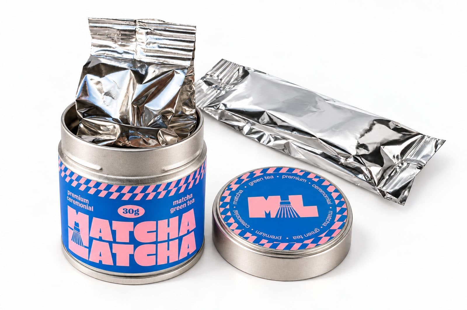 Opakowanie Matcha Latcha – puszka z wewnętrzną torebką ochronną